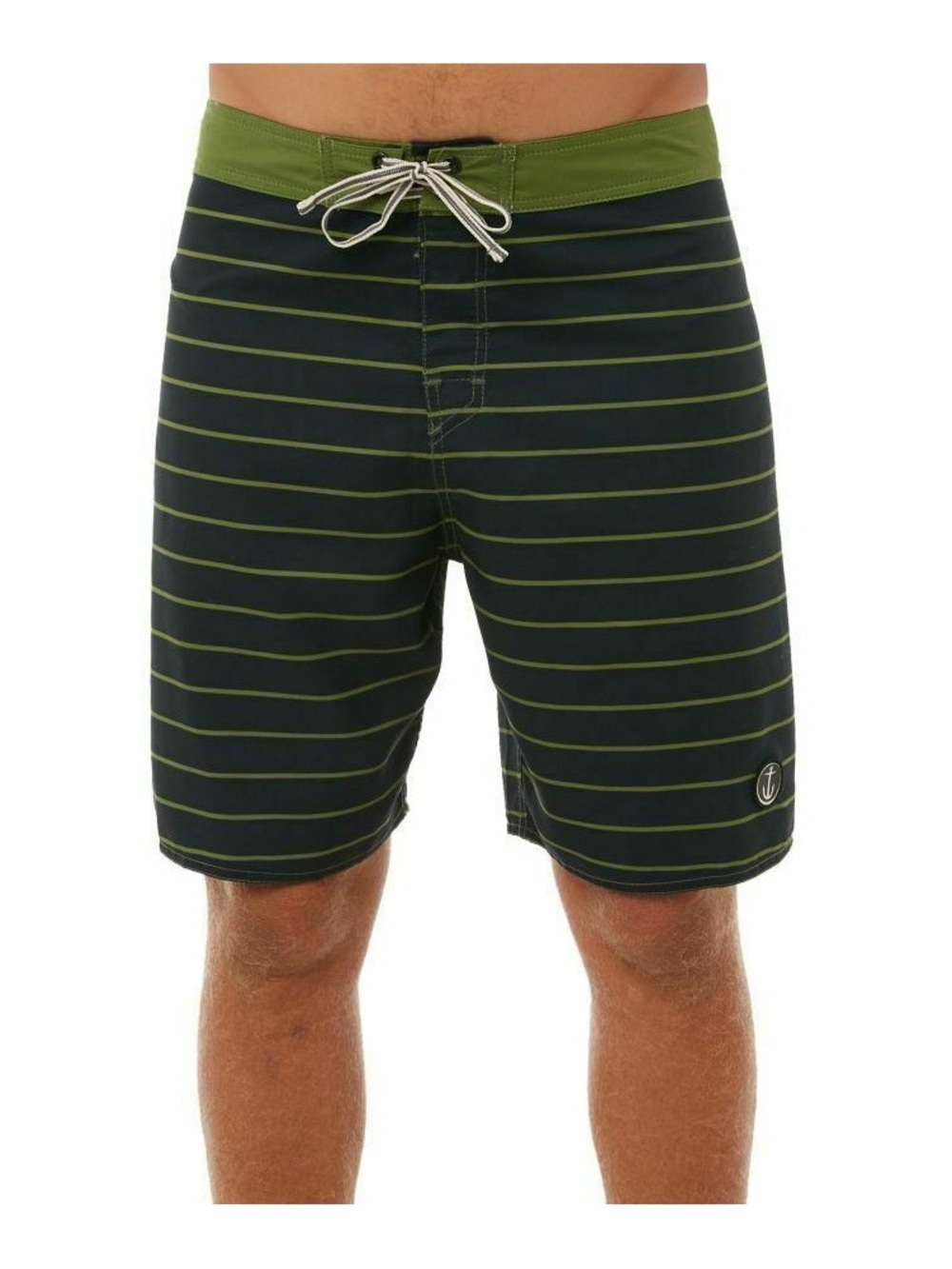 Captain Fin Time Warp Striped Board Shorts Navy Olive Green  Drawstring Size 36 - Picture 2 of 10